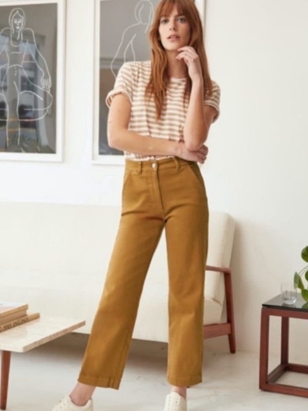Everlane Cropped Straight Regular Size 2 Tan Pants Jeans